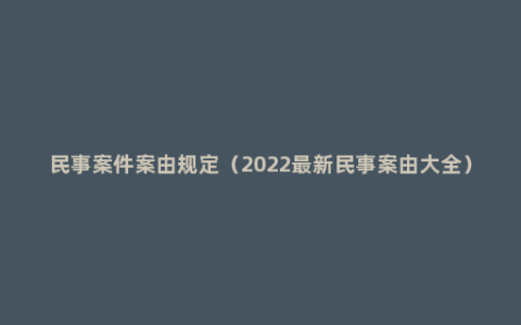 民事案件案由规定（2022最新民事案由大全）