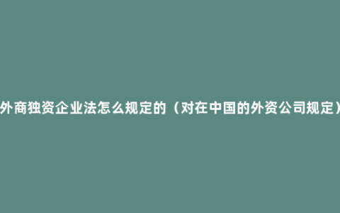 外商独资企业法怎么规定的（对在中国的外资公司规定）