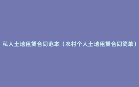 私人土地租赁合同范本（农村个人土地租赁合同简单）