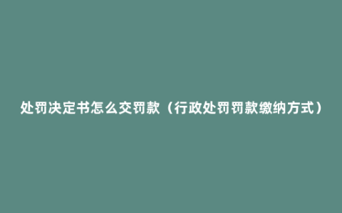 处罚决定书怎么交罚款（行政处罚罚款缴纳方式）