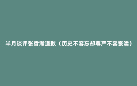 半月谈评张哲瀚道歉（历史不容忘却尊严不容亵渎）