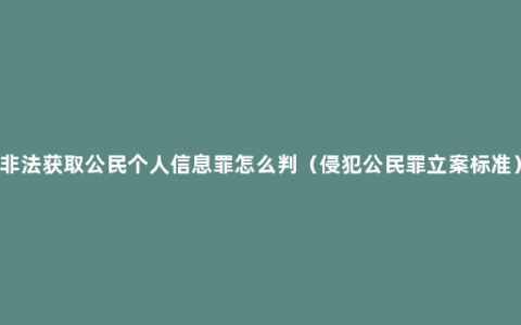 非法获取公民个人信息罪怎么判（侵犯公民罪立案标准）