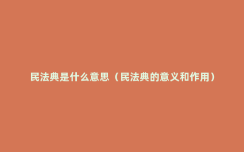 民法典是什么意思（民法典的意义和作用）