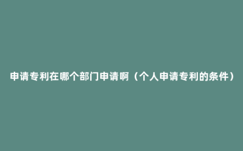 申请专利在哪个部门申请啊（个人申请专利的条件）