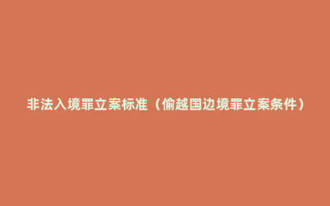 非法入境罪立案标准（偷越国边境罪立案条件）