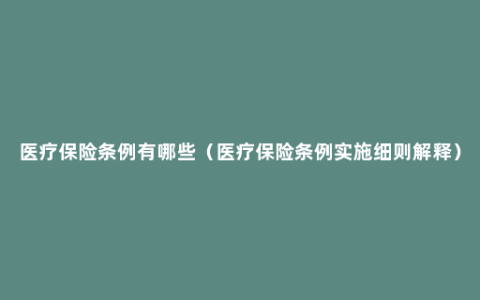 医疗保险条例有哪些（医疗保险条例实施细则解释）