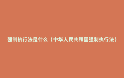 强制执行法是什么（中华人民共和国强制执行法）