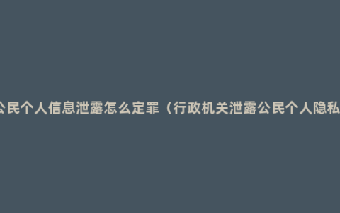 公民个人信息泄露怎么定罪（行政机关泄露公民个人隐私）