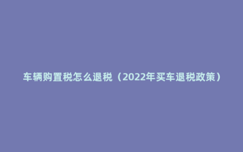 车辆购置税怎么退税（2022年买车退税政策）