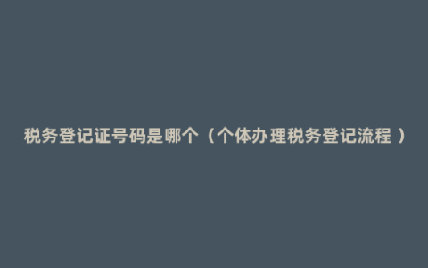 税务登记证号码是哪个（个体办理税务登记流程 ）