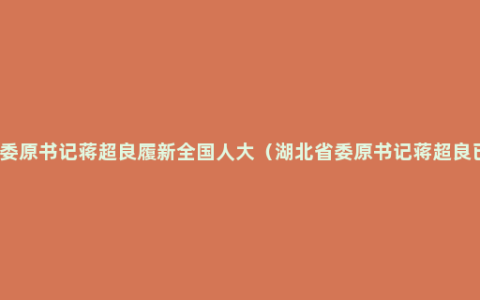 湖北省委原书记蒋超良履新全国人大（湖北省委原书记蒋超良已卸任）