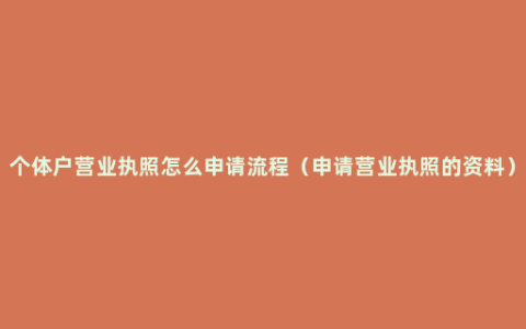 个体户营业执照怎么申请流程（申请营业执照的资料）