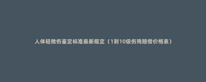 人体轻微伤鉴定标准最新规定（1到10级伤残赔偿价格表）