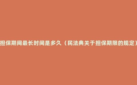 担保期间最长时间是多久（民法典关于担保期限的规定）