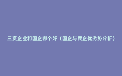 三资企业和国企哪个好（国企与民企优劣势分析）