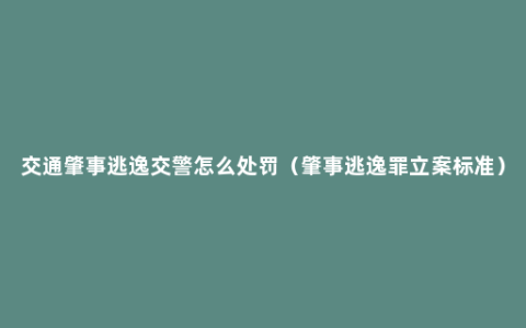 交通肇事逃逸交警怎么处罚（肇事逃逸罪立案标准）