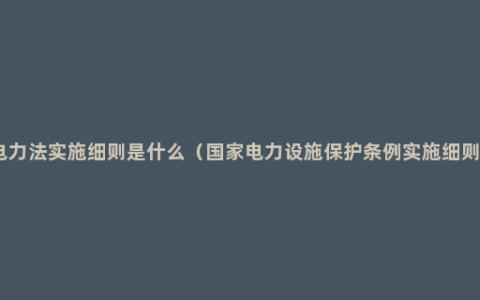 电力法实施细则是什么（国家电力设施保护条例实施细则）