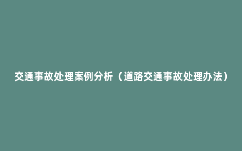 交通事故处理案例分析（道路交通事故处理办法）