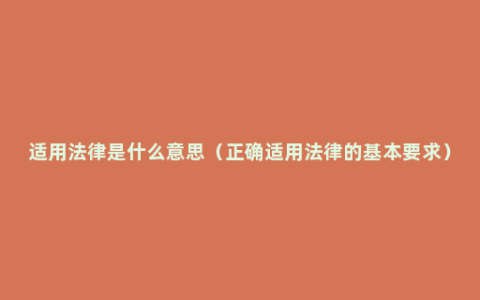 适用法律是什么意思（正确适用法律的基本要求）