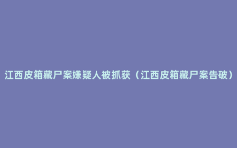 江西皮箱藏尸案嫌疑人被抓获（江西皮箱藏尸案告破）