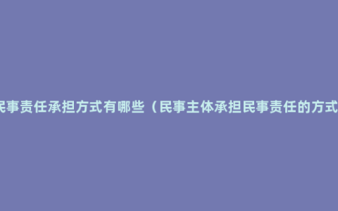 民事责任承担方式有哪些（民事主体承担民事责任的方式）