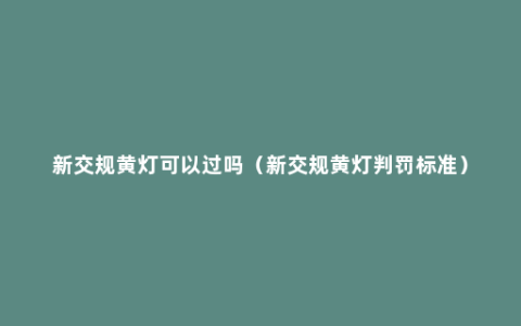 新交规黄灯可以过吗（新交规黄灯判罚标准）