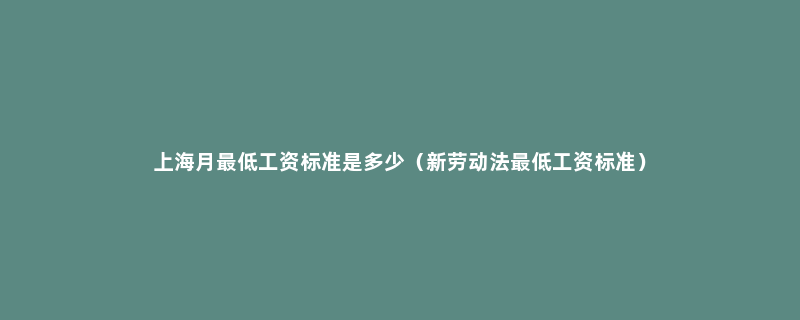 上海月最低工资标准是多少（新劳动法最低工资标准）