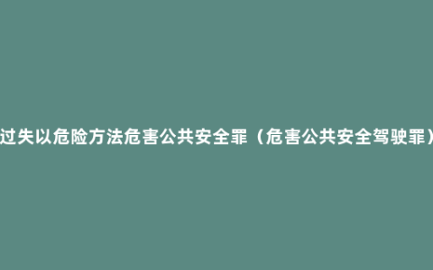 过失以危险方法危害公共安全罪（危害公共安全驾驶罪）