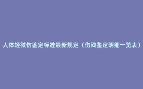 人体轻微伤鉴定标准最新规定（伤残鉴定明细一览表）