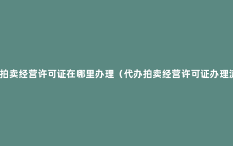 代办拍卖经营许可证在哪里办理（代办拍卖经营许可证办理流程）