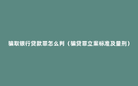 骗取银行贷款罪怎么判（骗贷罪立案标准及量刑）