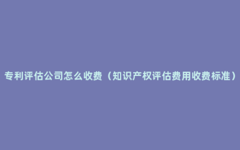 专利评估公司怎么收费（知识产权评估费用收费标准）