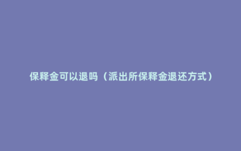 保释金可以退吗（派出所保释金退还方式）