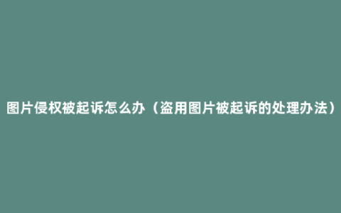 图片侵权被起诉怎么办（盗用图片被起诉的处理办法）