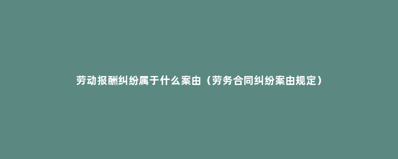 劳动报酬纠纷属于什么案由（劳务合同纠纷案由规定）