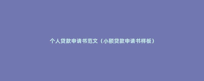 个人贷款申请书范文（小额贷款申请书样板）