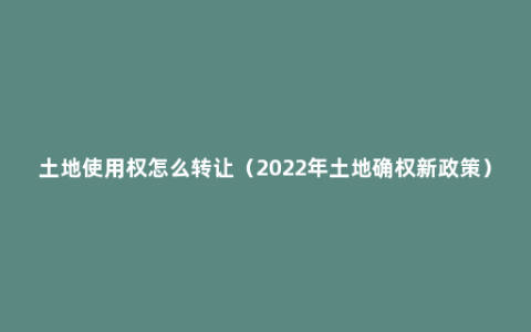 土地使用权怎么转让（2022年土地确权新政策）