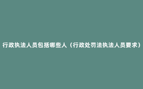 行政执法人员包括哪些人（行政处罚法执法人员要求）