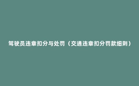 驾驶员违章扣分与处罚（交通违章扣分罚款细则）