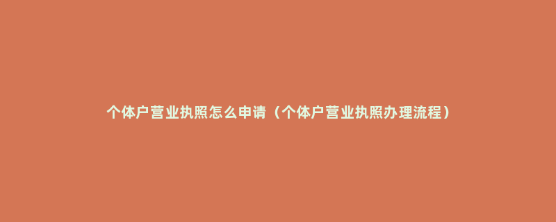 个体户营业执照怎么申请（个体户营业执照办理流程）