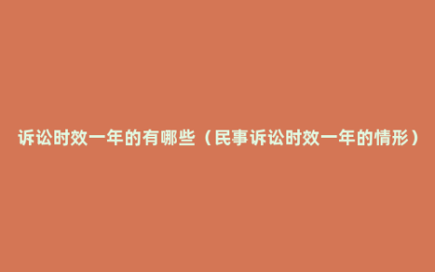 诉讼时效一年的有哪些（民事诉讼时效一年的情形）