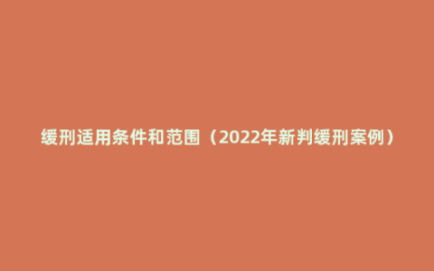 缓刑适用条件和范围（2022年新判缓刑案例）