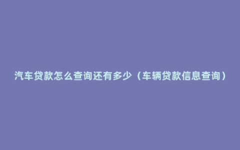 汽车贷款怎么查询还有多少（车辆贷款信息查询）