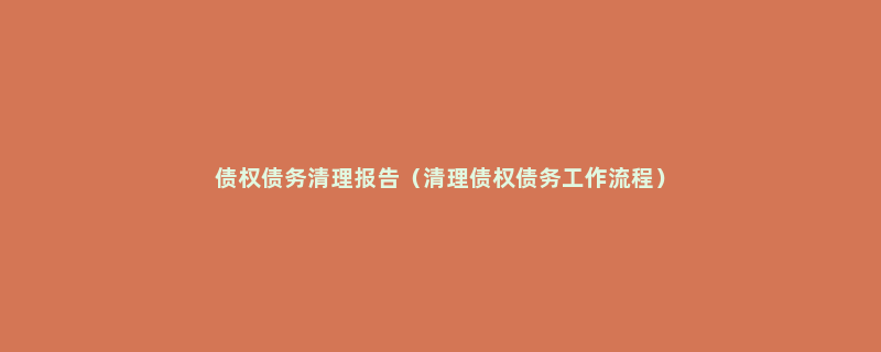 债权债务清理报告（清理债权债务工作流程）