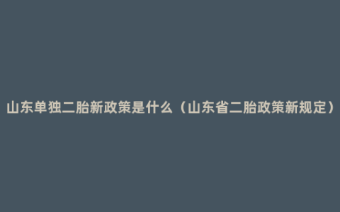 山东单独二胎新政策是什么（山东省二胎政策新规定）