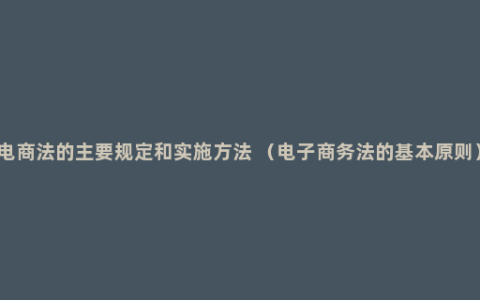 电商法的主要规定和实施方法 （电子商务法的基本原则）