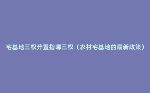 宅基地三权分置指哪三权（农村宅基地的最新政策）