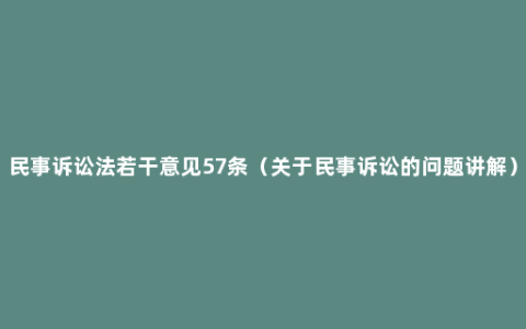 民事诉讼法若干意见57条（关于民事诉讼的问题讲解）