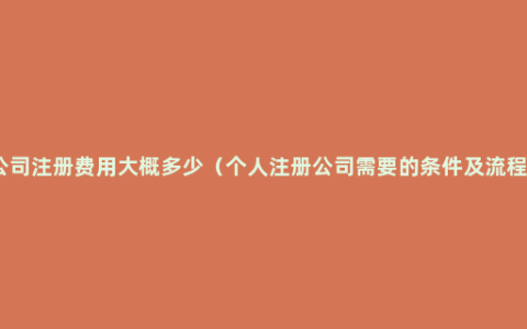 公司注册费用大概多少（个人注册公司需要的条件及流程）