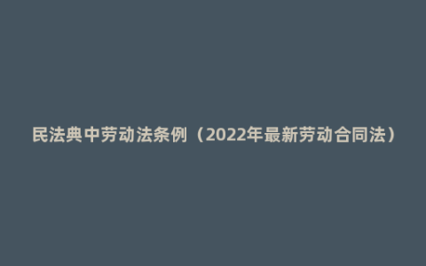 民法典中劳动法条例（2022年最新劳动合同法）